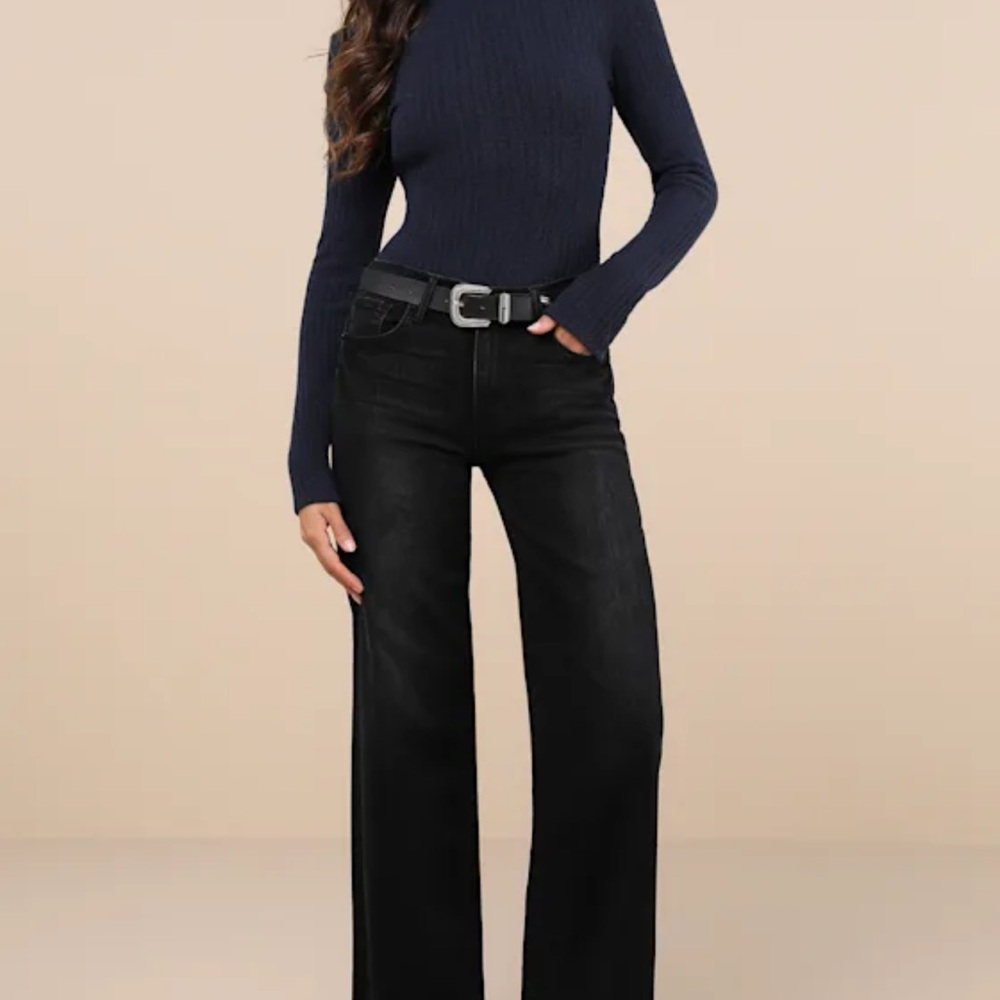 NWOT Lulus Black Slim Palazzo Jeans in Black - 24